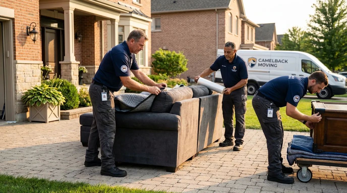Large estate moving crew wrapping furniture in Villisca, IA